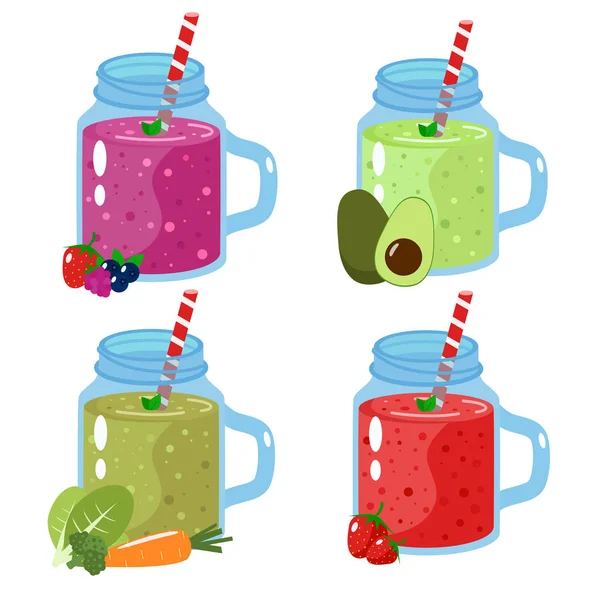 Smoothies.Organic batido de frutas de dibujos animados . — Vector de stock