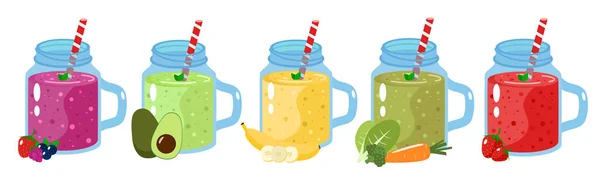 Smoothies.Organic batido de frutas de dibujos animados . — Vector de stock