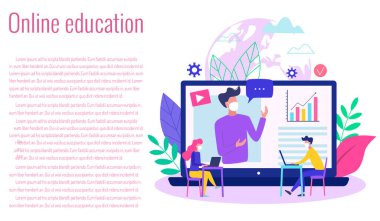 covid sırasında çevrimiçi eğitim kavramı - 19 salgın vektör illüstrasyonu.