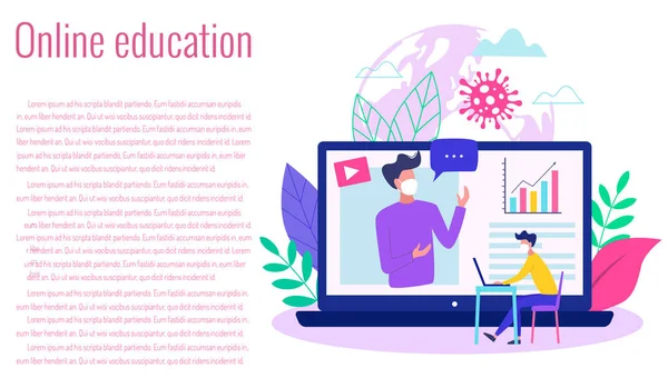 Conceito Educação Line Durante Covid Ilustração Vector Surto —  Vetores de Stock