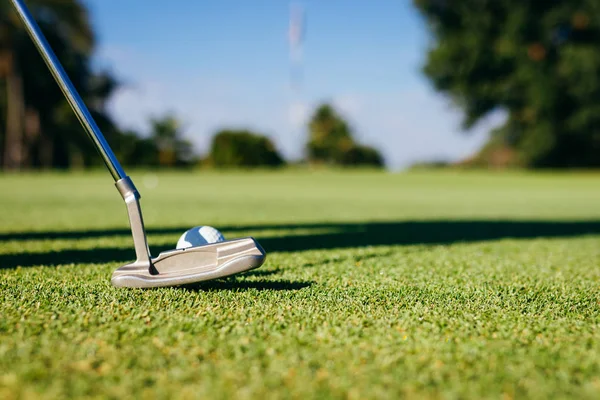 Primer Plano Del Club Golf Pelota Hierba — Foto de Stock