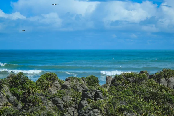 Palačinka skály poblíž punakaiki, Jižní ostrov, Nový Zéland — Stock fotografie
