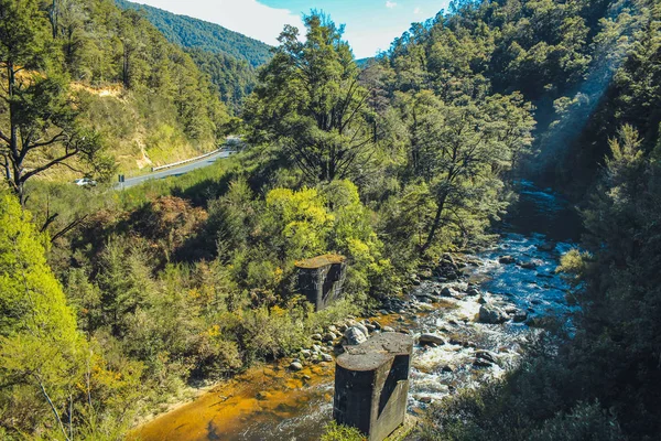 新西兰南岛Glenhope的Kawatiri历史铁路步行 — 图库照片