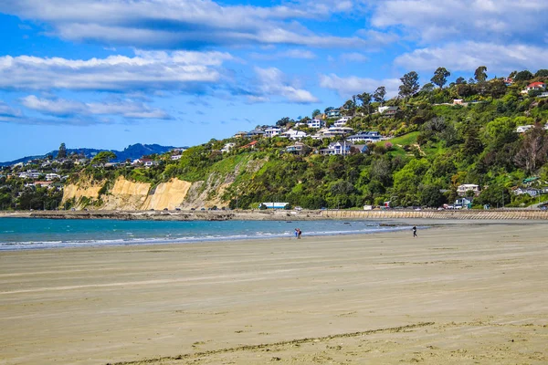 Vista sobre Nelson y la playa, Isla Sur, Nueva Zelanda — Foto de Stock