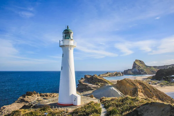 Castlepoint vuurtoren, North Island, Nieuw-Zeeland — Stockfoto