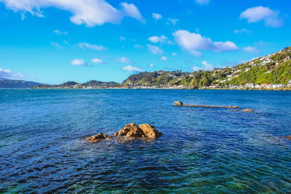 Pittoresk uitzicht over Karaka Bay en Scorching Bay in Wellington, North Island, Nieuw-Zeeland — Stockfoto