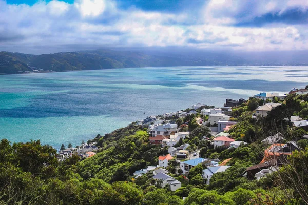 Uitzicht over de hoofdstad Wellington vanaf Mount Victoria, North Island, Nieuw-Zeeland — Stockfoto