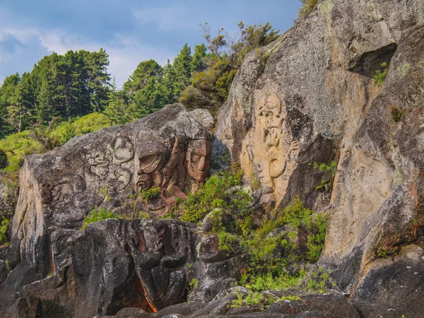 Mine Bay Maori Rock Carvings in Taupo, North Island, New Zealand — 스톡 사진