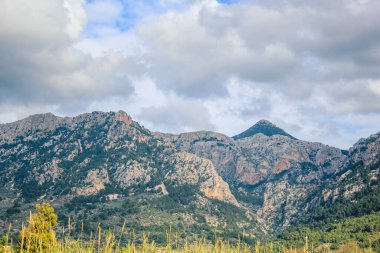 Mallorca, İspanya 'daki Serra de Tramuntana dağlarının manzarası
