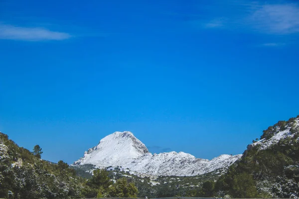 Blick Auf Die Serra Tramuntana Mit Schneebedeckten Bergen Auf Mallorca — Stockfoto