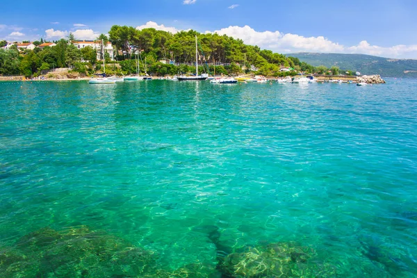 Schilderachtige Kustlijn Krk Stad Het Eiland Krk Kroatië — Stockfoto