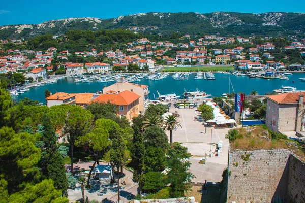 Pohled Město Rab Ostrově Rab Bezmračného Letního Dne Chorvatsku — Stock fotografie