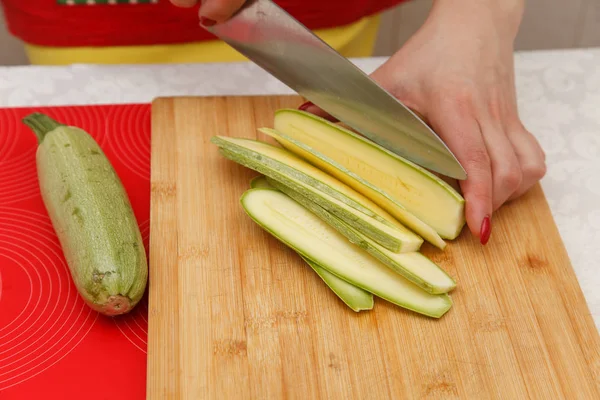 Food preparation - cutting zucchini