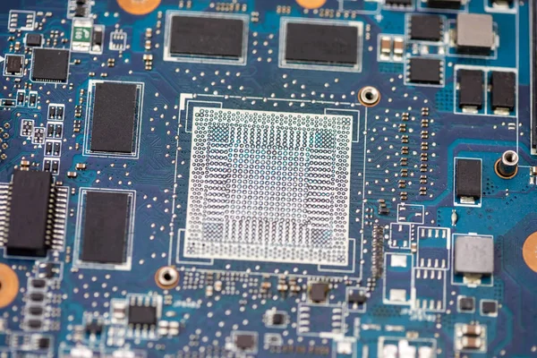 Primer Plano Placa Circuito Hardware Computadora Electrónica Tecnología Reparación Computadoras — Foto de Stock