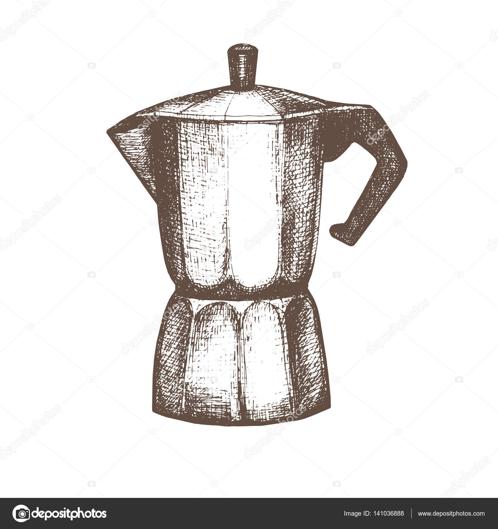 Vector Illustration With Sketch Geyser Coffee Maker Of Kitchen Utensils In Vintage Style Hand Drawn Vector Illustration With Sketch Geyser Coffee Maker Of Kitchen Utensils In Vintage Style Hand Drawn