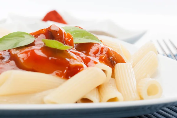 Pasta con salsa di pomodoro Fotografia Stock