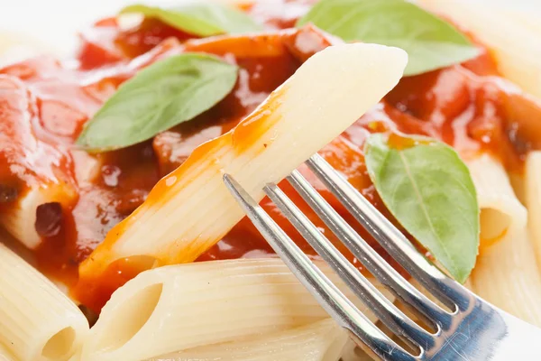 Pasta con salsa di pomodoro Foto Stock
