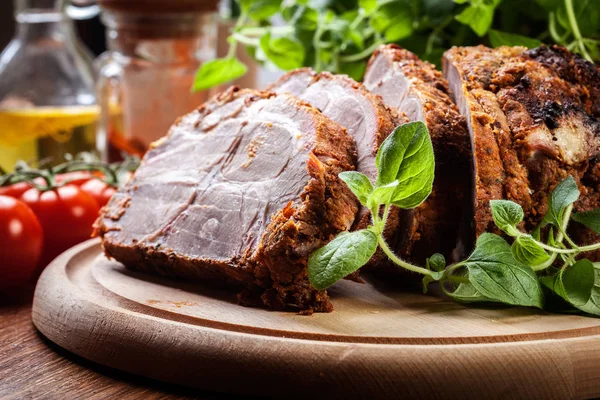 Roasted pork neck with spices — Stock Photo, Image
