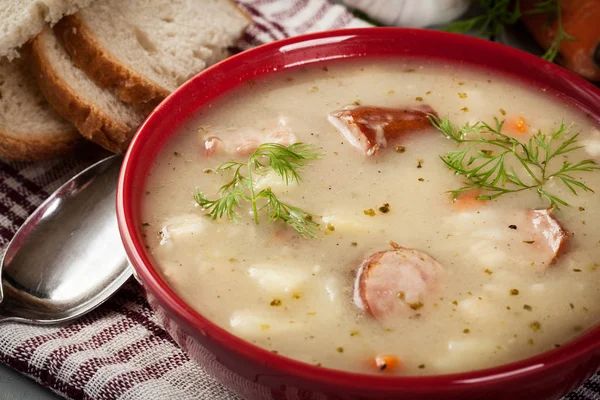 Sour soup made of rye flour — Stock Photo, Image