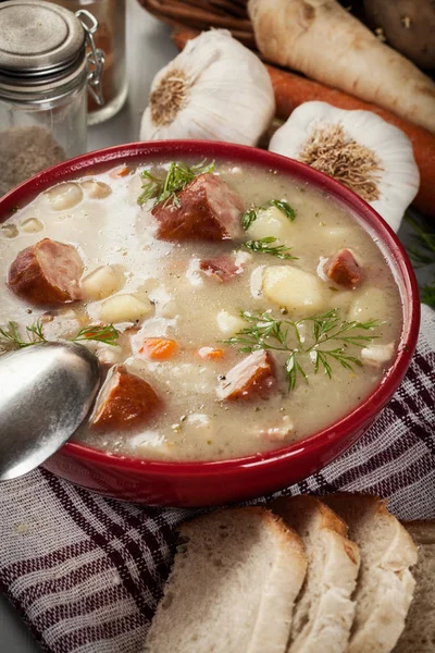 Sour soup made of rye flour — Stock Photo, Image