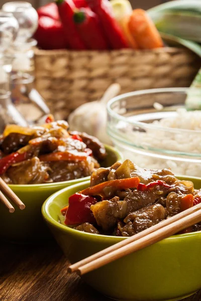 Chinese sticky pork sirloin roasted with a sweet and savory sauc — Stock Photo, Image