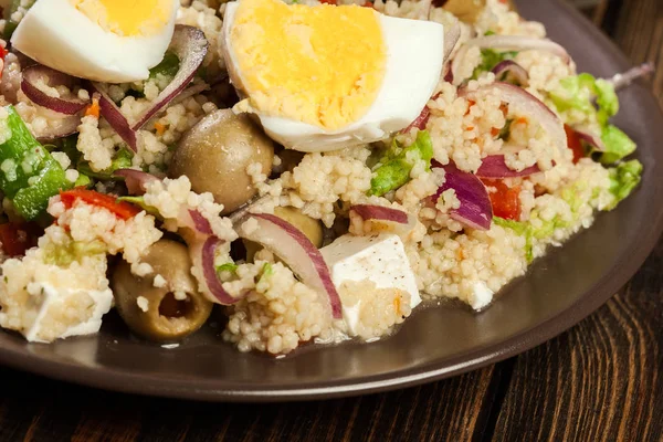 Fresh salad with couscous and eggs — Stock Photo, Image