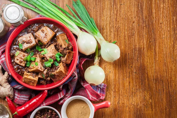 Mapo Tofu - pittige schotel van sichuan — Stockfoto