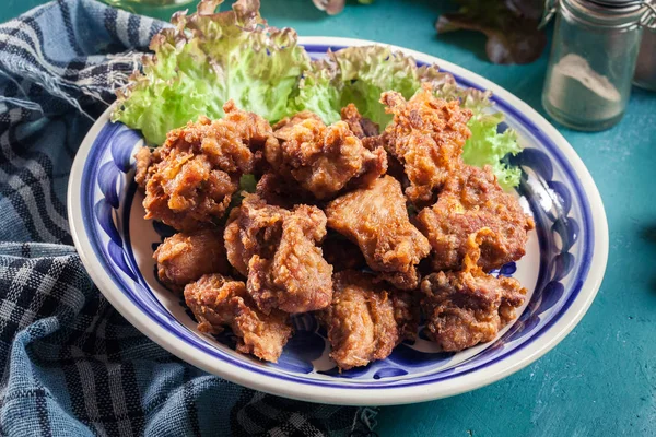 Crispy chicken karaage with lettuce