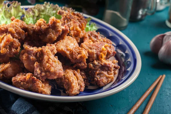 Crispy chicken karaage with lettuce