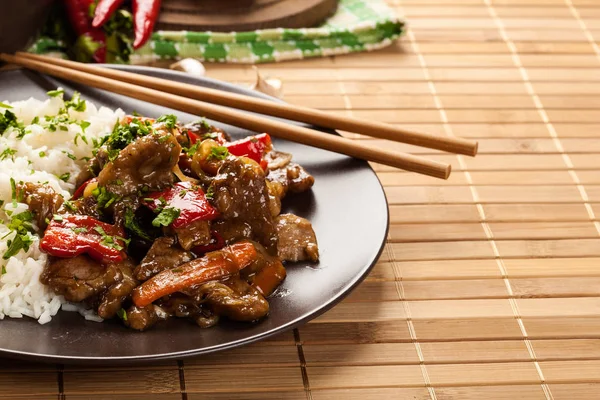 Chinese Sticky Pork Sirloin Roasted Sweet Savory Sauce Served Boiled — Stock Photo, Image