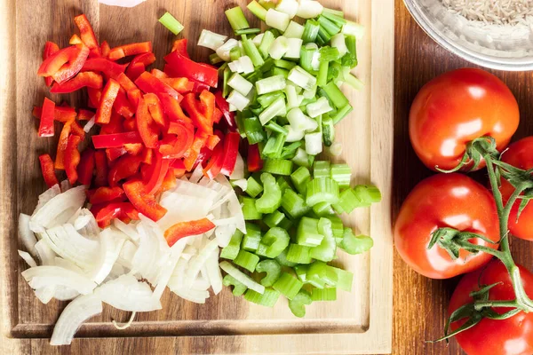 Ingrediënten Voor Het Bereiden Van Kip Jambalaya — Stockfoto