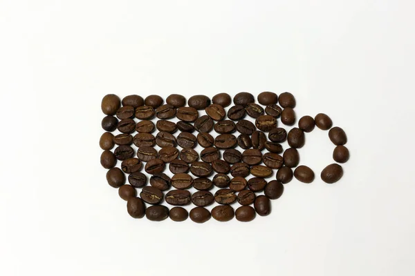Beyaz Arkaplanda Kahve Çekirdeği Deseni — Stok fotoğraf