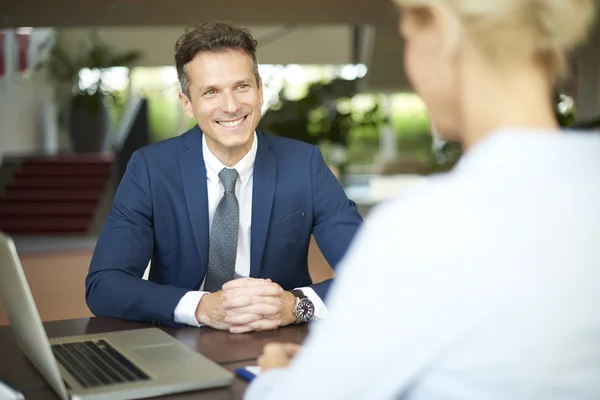 businesswoman  consulting  client.