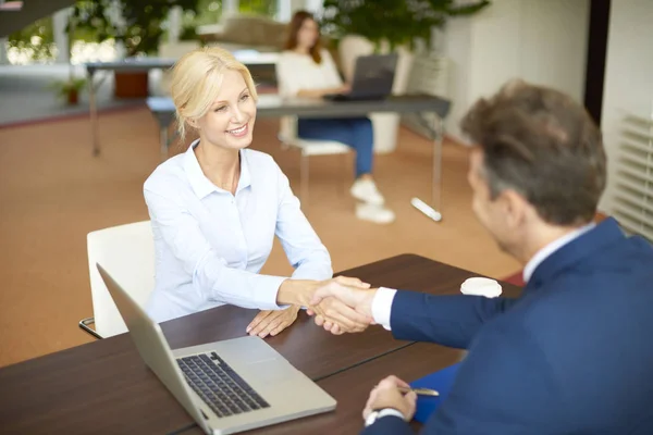 Businessman  shaking hands with client — Stock Photo, Image