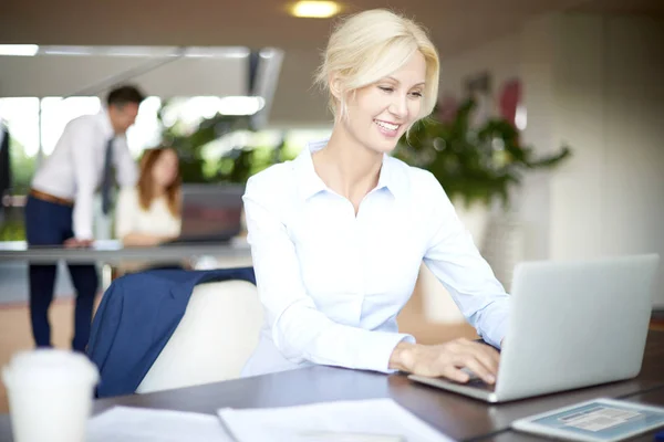 Professionelle Frau arbeitet am Laptop — Stockfoto