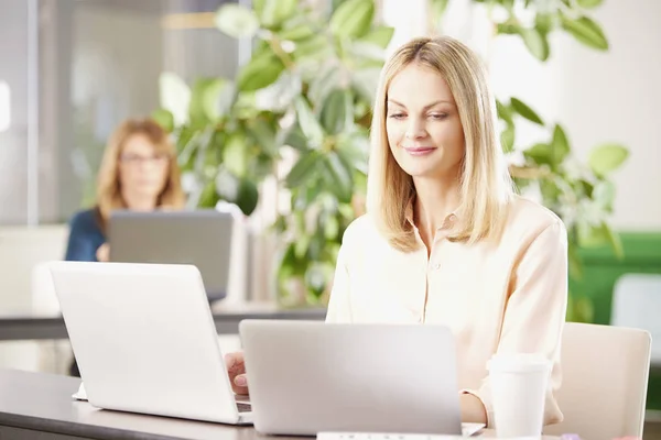 L businesswoman using laptops — Stock Photo, Image