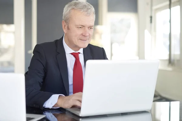 Financial director sitting at desk and working — Stock Photo, Image