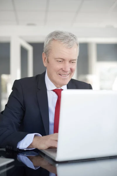 Director sitting in front of laptop — Stock Photo, Image