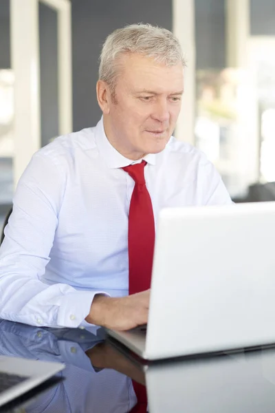 Manager die op laptop werkt — Stockfoto