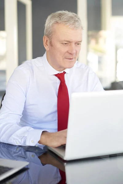 Manager arbetar på bärbar dator — Stockfoto