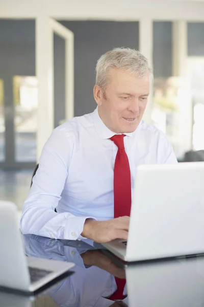 Gerente financeiro trabalhando no laptop — Fotografia de Stock