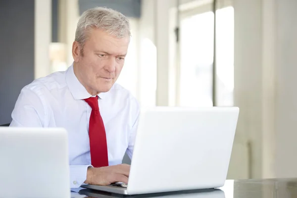 Homem de negócios trabalhando em laptops — Fotografia de Stock