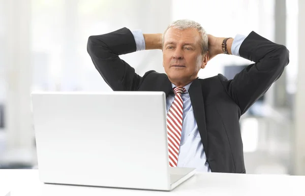 Businessman sitting at laptop — Stock Photo, Image