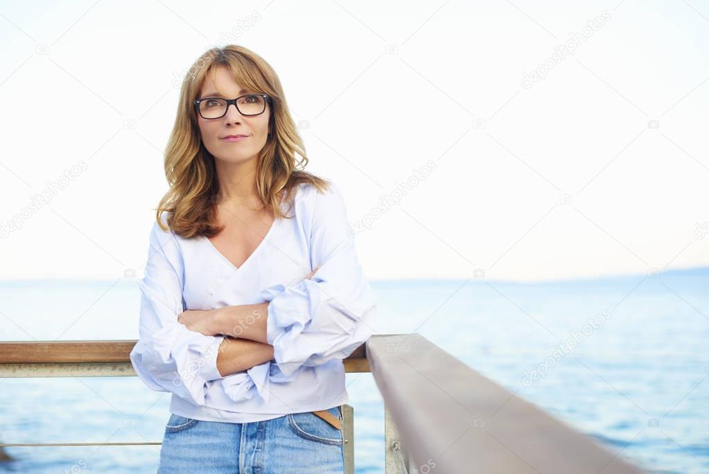 middle aged woman standing