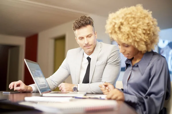 Zakenvrouw met financieel directeur — Stockfoto