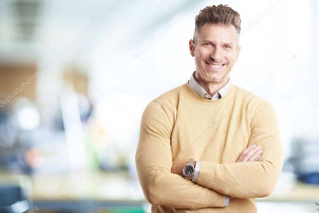A mature businessman wearing casual clothes 