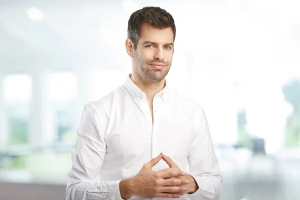 Young Financial Assistant Businessman Looking Thoughtfully While Standing Office — Stock Photo, Image