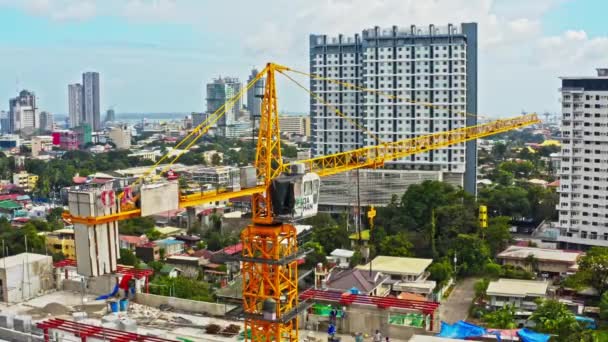 Construction of high rise buildings in Cebu Philippines. Aerial shot — ストック動画