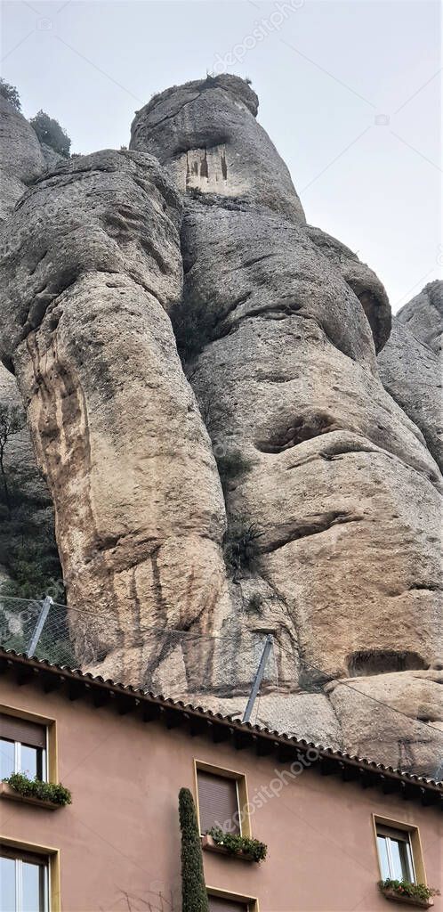 Rock Formation Surrounding Montserrat Benedictine Abbey Catalonia Spain