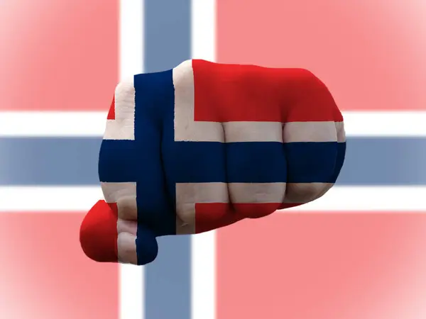 Норвезький прапор з кулаком Inset. Енергетичний дизайн — стокове фото
